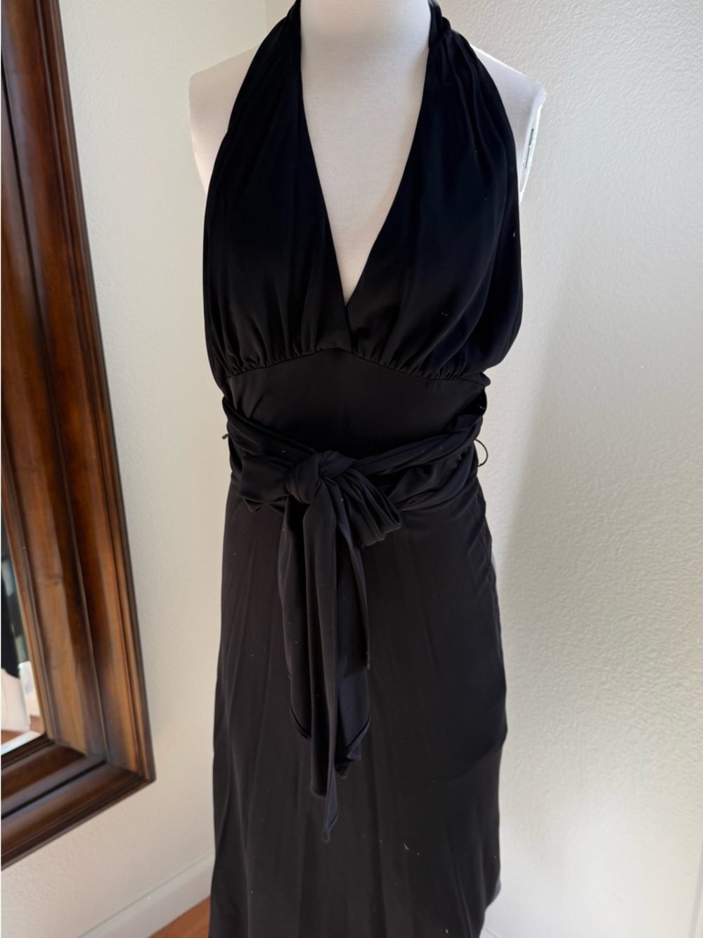 Black Halter Tie-Waist Maxi Dress - Viscose